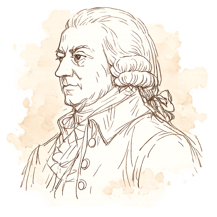 Adam Smith — gravura editorial, 1776